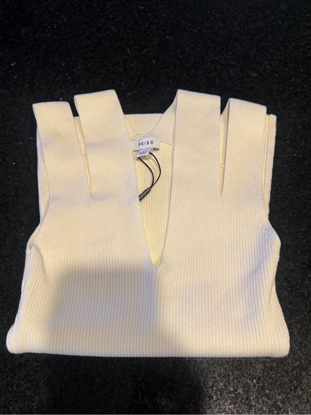 Reiss Off-White Ribbed Cutout-Strap Tank - Picture 9 of 12